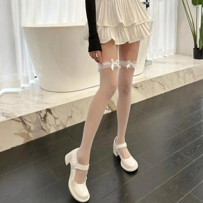 Delicate ruffle thigh-high socks - Y2k Empire