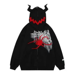 Demon horn y2k zip hoodie - Y2k Empire