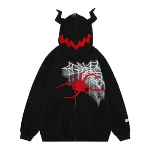 Demon horn y2k zip hoodie - Y2k Empire