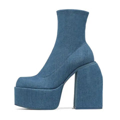 Denim platform heels - Y2k Empire