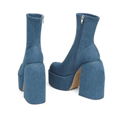 Denim platform heels - Y2k Empire