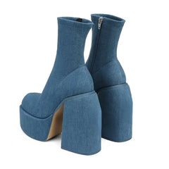 Denim platform heels - Y2k Empire