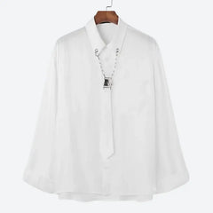 Detachable tie detail white shirt - Y2k Empire