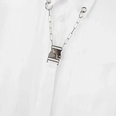 Detachable tie detail white shirt - Y2k Empire