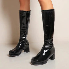 Disco neon vegan leather platform boots - Y2k Empire