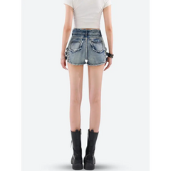 Distressed cut-out denim shorts - Y2k Empire