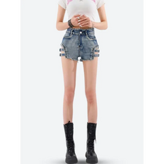 Distressed cut-out denim shorts - Y2k Empire