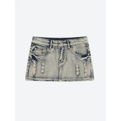 Distressed denim mini skirt - Y2k Empire