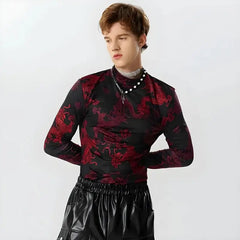 Dragon print high neck top - Y2k Empire