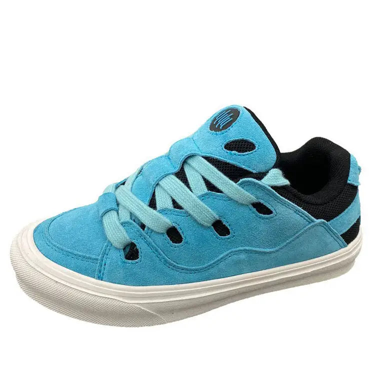 Electric blue vegan leather skater sneakers - Y2k Empire