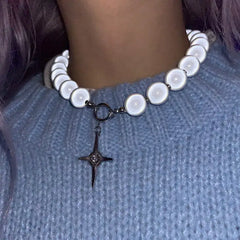 Elegant pearl choker necklace - Y2k Empire