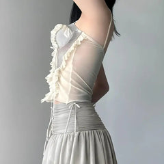 Enchanting ruffled mesh corset - Y2k Empire