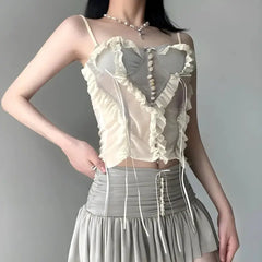 Enchanting ruffled mesh corset - Y2k Empire