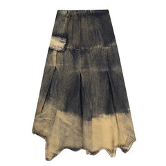 Fairy grunge washed long denim skirt - aesthetic piece - Y2k Empire