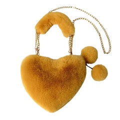 Faux fur heart shaped bag with zippered pocket - Y2k Empire