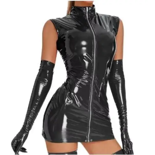 Faux leather y2k mini dress - Y2k Empire