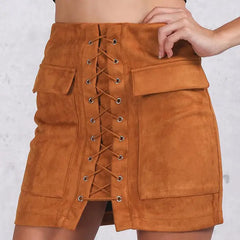 Faux suede mini skirt in multiple sizes - Y2k Empire