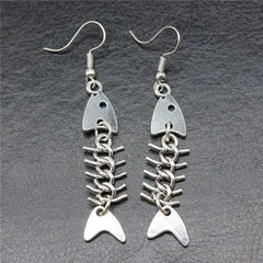 Fish bone drop earrings zinc alloy - Y2k Empire