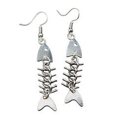 Fish bone drop earrings zinc alloy - Y2k Empire