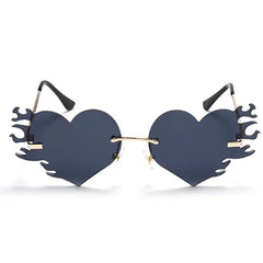 Flaming heart sunglasses for stylish outfits - Y2k Empire