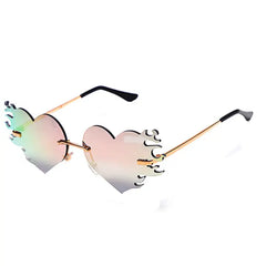 Flaming heart sunglasses for stylish outfits - Y2k Empire