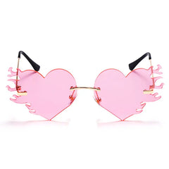 Flaming heart sunglasses for stylish outfits - Y2k Empire