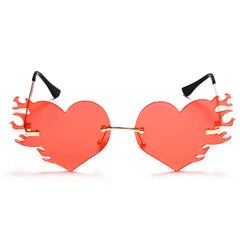 Flaming heart sunglasses for stylish outfits - Y2k Empire