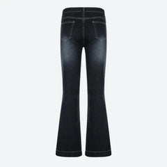 Flared denim jeans with low-rise styling - Y2k Empire