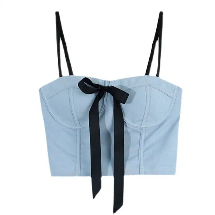 Flirty bustier top with front bow - Y2k Empire