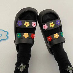 Flowered y2k platform sandals - Y2k Empire