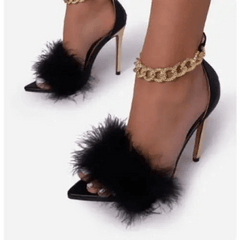 Fluffy y2k stiletto sandals - Y2k Empire