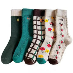 Forestcore aesthetic socks - free size cotton, polyester - Y2k Empire