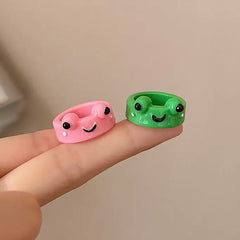 Frog couple rings set - 1.8 cm - Y2k Empire