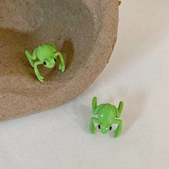 Green frog ear clip earrings set - 2pcs - Y2k Empire