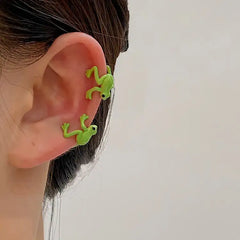 Green frog ear clip earrings set - 2pcs - Y2k Empire