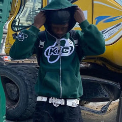 Green y2k hooded jacket - Y2k Empire