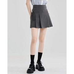 Grey pleated skirt with bow detail - Y2k Empire