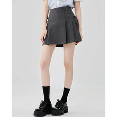 Grey pleated skirt with bow detail - Y2k Empire