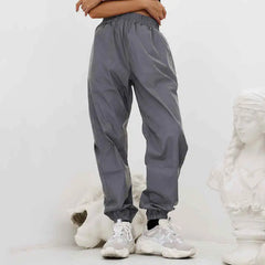 Grey reflective polyester sweat pants - Y2k Empire