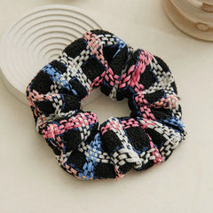 Grid tweed scrunchie: a chic hair accessory - Y2k Empire