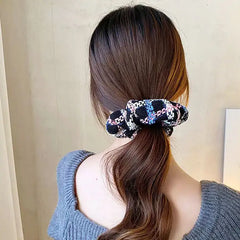 Grid tweed scrunchie: a chic hair accessory - Y2k Empire