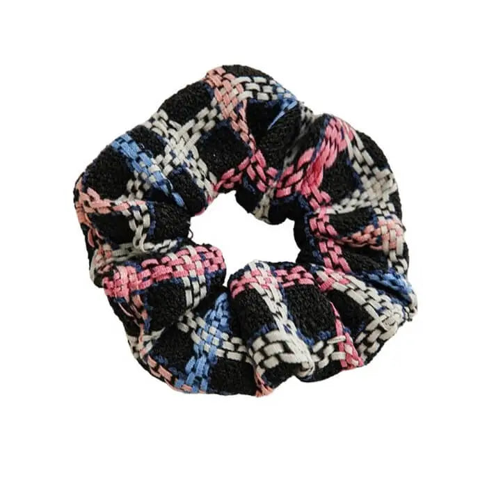 Grid tweed scrunchie: a chic hair accessory - Y2k Empire