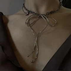 Grunge coquette bow choker - Y2k Empire