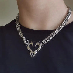 Grunge heart chain necklace - Y2k Empire