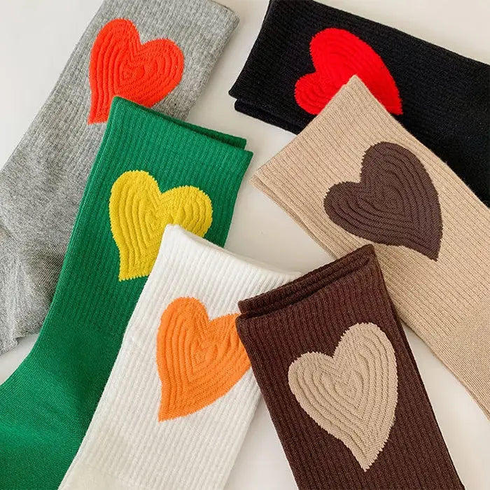 Heart design free size cotton socks - Y2k Empire