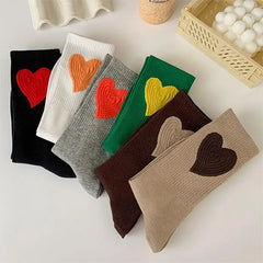 Heart design free size cotton socks - Y2k Empire