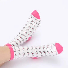 Heart print free size cotton-polyester socks - Y2k Empire