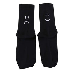 Indie happy & sad face print socks - Y2k Empire