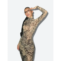 Inked skin inspired full-length dress - Y2k Empire