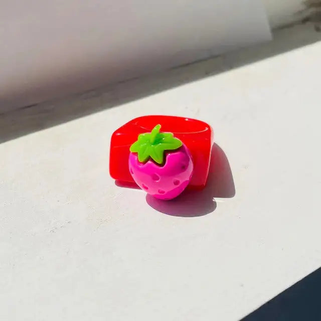 Juicy orange and red strawberry ring - Y2k Empire